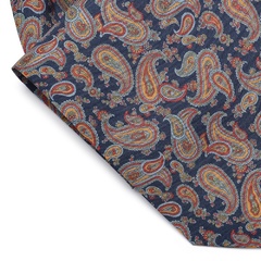 Elegancki granatowy fular jedwabny hemley w kolorowy wzór paisley