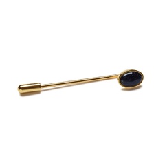 Elegancka złota wpinka do butonierki z kamieniem w kolorze midnight blue