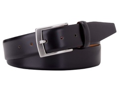 Elegancki pasek skórzany męski 3,5cm czarny gładki 85
