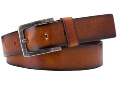 Koniakowy pasek skórzany męski 4 cm - casual 85