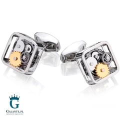 Spinki do mankietów mechanizm zegara clm-104 onyx-art london