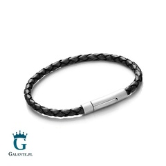 Elegancka bransoleta skórzana na rękę t661 czarna