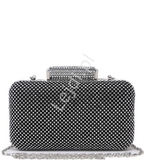 Czarna wieczorowa torebka z kryształkowym zapięciem 868