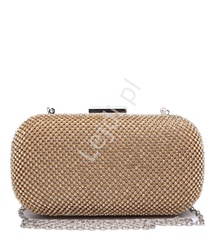 Wieczorowa szkatułka torebka w złotym kolorze z kryształkami 059