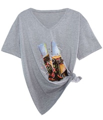 Modny t-shirt damski z butami zdobionymi kryształkami 