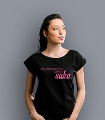 Umiarkowanie zimna suka t-shirt damski czarny xs