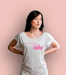 Umiarkowanie zimna suka t-shirt damski biały xl