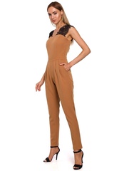 Kombinezon elegancki z koronką - cynamonowy