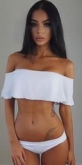 Falbanki hiszpański bikini strój kąpielowy biały