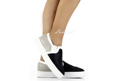 Granatowe dwukolorowe trampki slip on t-40