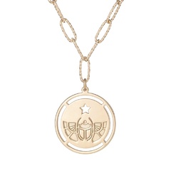 Długi naszyjnik amulet srebrny pozłacany z napisem ochronię cię