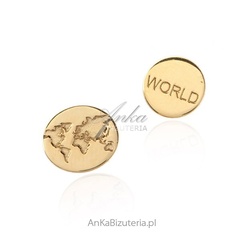 Srebrne kolczyki pozłacane "around the world"