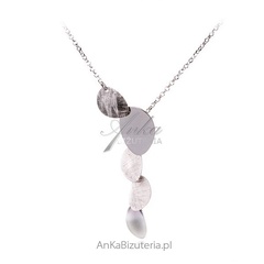 Piękny naszyjnik srebrny satynowany - elegancka , modna bizuteria