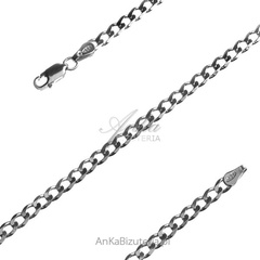 Łańcuszek srebrny pancerka  1,0 szerokość 3,7 mm  rodowany  70 cm