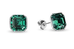 Kolczyki srebrne pr. 925 swarovski w kolorze emerald.