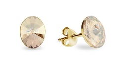 Kolczyki srebrne pozłacane pr. 925 crystals oval studs gilded w kolorze golden shadow