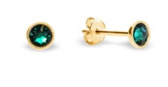 Subtelne kolczyki srebrne  pozłacane pr. 925 crsyatls pinpoint w kolorze emerald