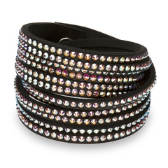 Bransoletka gallant grande z czarnej alcantary raz ekskluzywnych kryształów swarovski® crystals w kolorze aurora boreale