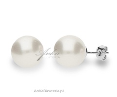 Kolczyki srebrne  białe perły swarovski 0,8 cm