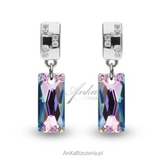 Biżuteria srebrna - kolczyki srebrne swarovski dara w kolorze vitrail light.