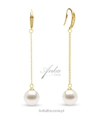 Kolczyki luster pozłacane z perłą swarovski w kolorze cream rose pearl