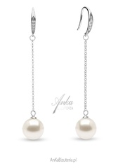 Kolczyki srebrne luster  z perłą swarovski w kolorze cream rose pearl