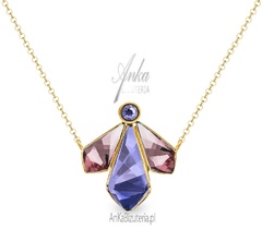 Naszyjnik srebrny pozłacany swarovski  falena - tansanit antic pink