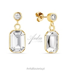 Kolczyki srebne pozłacane z kryształem swarovskiego royal  w kolorze crystal