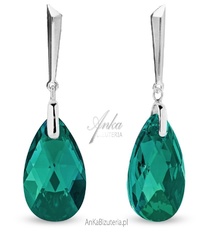 Kolczyki srebrne swarovski  lacrima w kolorze zielonym emerald
