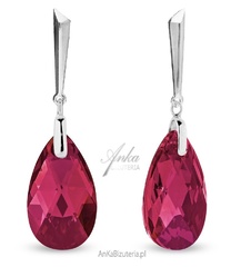 Kolczyki srebrne swarovski lacrima w kolorze czerwonym scarlet