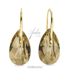 Kolczyki srebrne pozłacane swarovski classic drop w kolorze golden shadow.