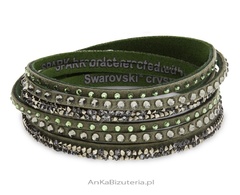 Bransoletka swarovski multistrands rock  z alcantary® w kolorze khaki crystals w kolorach metallic light gold...