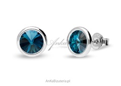 Kolczyki srebrne swarovski bonbon w kolorze  montana