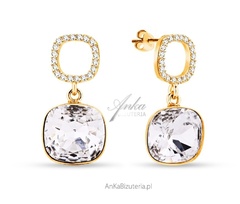 Kolczyki  srebrne pozłacane  orbis swarovski w kolorze cristal