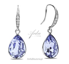 Kolczyki srebrne z kryształami swarovski classy pear w kolorze provence lavender.