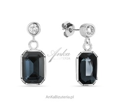 Kolczyki srebrne  swarovski royal w kolorze graphite.