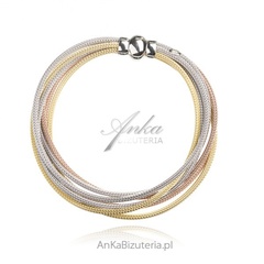 Srebrna bransoletka trzy kolory  - elegancka calza swing