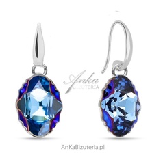 Kolczyki delia vela kolczyki swarovski w kolorze aquamarine metallic blue.