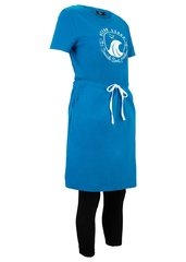 Sukienka shirtowa + legginsy (2 części), bawełna organiczna bonprix niebieski morski - czarny