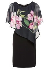 Sukienka ołówkowa z szyfonową narzutką bonprix czarny - orchidee