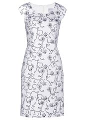 Sukienka ołówkowa bonprix biało-ciemnoniebieski z nadrukiem