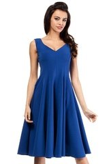 Niebieska  sukienka z rozkloszowanym dołem