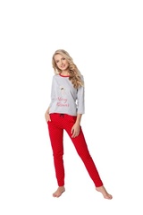 Aruelle cookie long grey-red piżama damska