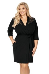Donna tess czarny szlafrok damski size plus