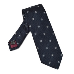 Elegancki granatowy krawat van thorn z grenadyny w kwiaty
