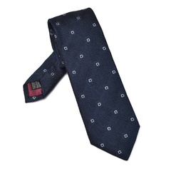 Elegancki granatowy krawat van thorn z grenadyny w kwadraty
