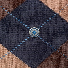 Stylowe granatowe skarpety burlington edinburgh we wzór argyle brązowy-beżowy rozmiar 40-46