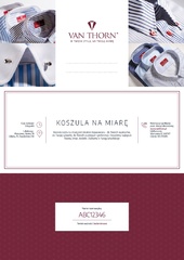 Karta podarunkowa na koszulę szytą na miarę van thorn z tkanin s.i.c. tess lub tessitura monti z monogramem e-voucher (pdf)