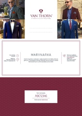 Karta podarunkowa na marynarkę szytą na miarę van thorn z eleganckiej wełny s160 voucher papierowy