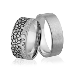 Obrączki srebrne z kwiatkami - wzór ag-312